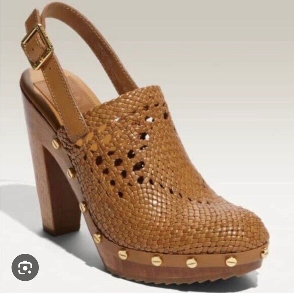 Tory Burch Women's Tan Woven Slingback Clogs 6.5